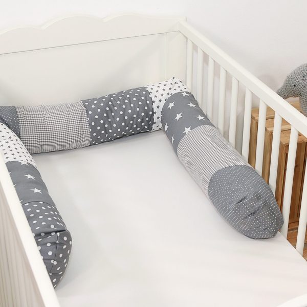 bettschlange-120-bett-graue-sterne ullenboom sendoro shop handmade baby bett grau weiss 200 cm