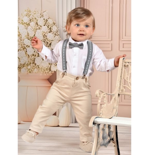 anzug baby für taufe beige hose bodyhemd fliege hochwertig made in eu sendoro shop krsno odijelo bez boje