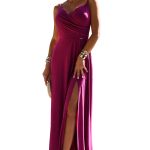 299-19 CHIARA elegantes langes Maxikleid mit Trägern – Fuchsia mit Glitzer-8