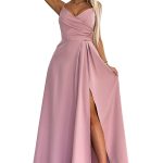 299-16 CHIARA elegantes Maxikleid mit Trägern - schmutzig rosa-7