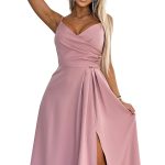 299-16 CHIARA elegantes Maxikleid mit Trägern - schmutzig rosa-8