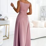 299-16 CHIARA elegantes Maxikleid mit Trägern - schmutzig rosa-3