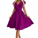 348-8 SCARLETT ausgestelltes Kleid mit Umschlagausschnitt - Fuchsia mit Glitzer-6