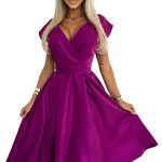 348-8 SCARLETT ausgestelltes Kleid mit Umschlagausschnitt - Fuchsia mit Glitzer-7