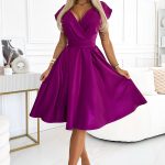 348-8 SCARLETT ausgestelltes Kleid mit Umschlagausschnitt - Fuchsia mit Glitzer-4