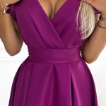 348-8 SCARLETT ausgestelltes Kleid mit Umschlagausschnitt - Fuchsia mit Glitzer-5